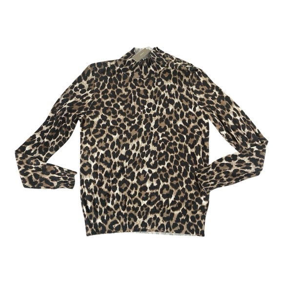 J.Crew Silk-blend Shoulder-Button Sweater in Leopard Print XS NEW - Picture 1 of 4